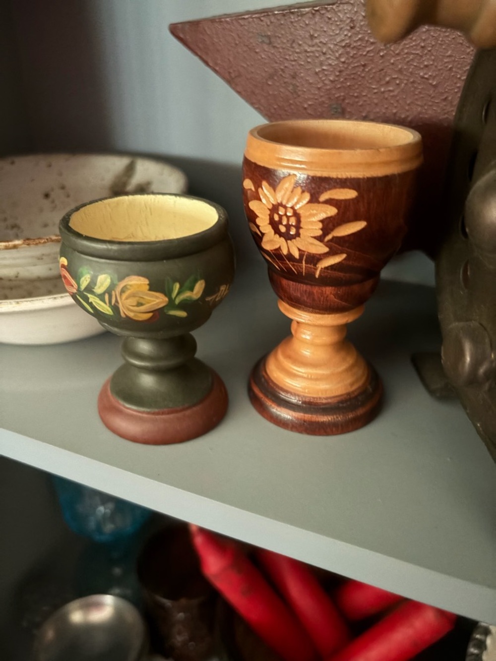 Hand-Painted Wooden eggs cups